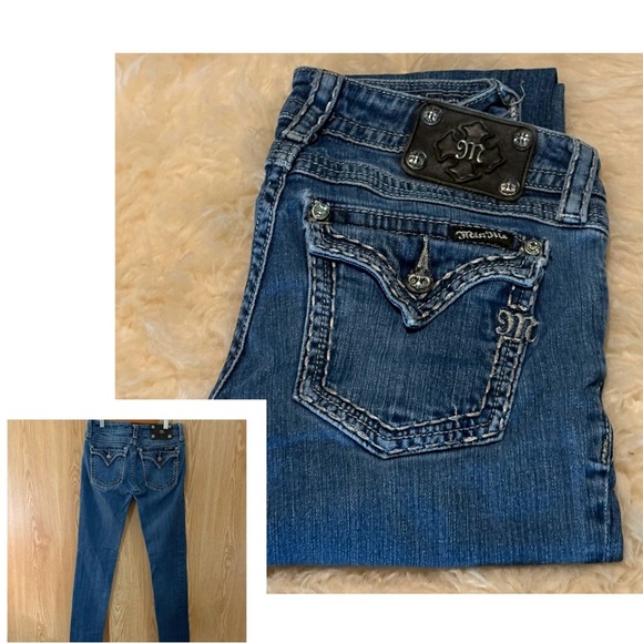 Miss Me Skinny Ankle Blue Embroidered Jeans - Picture 1 of 4